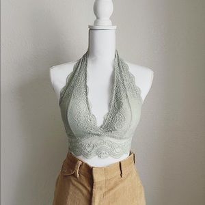 SOLD -Sage Halter Bralette - M